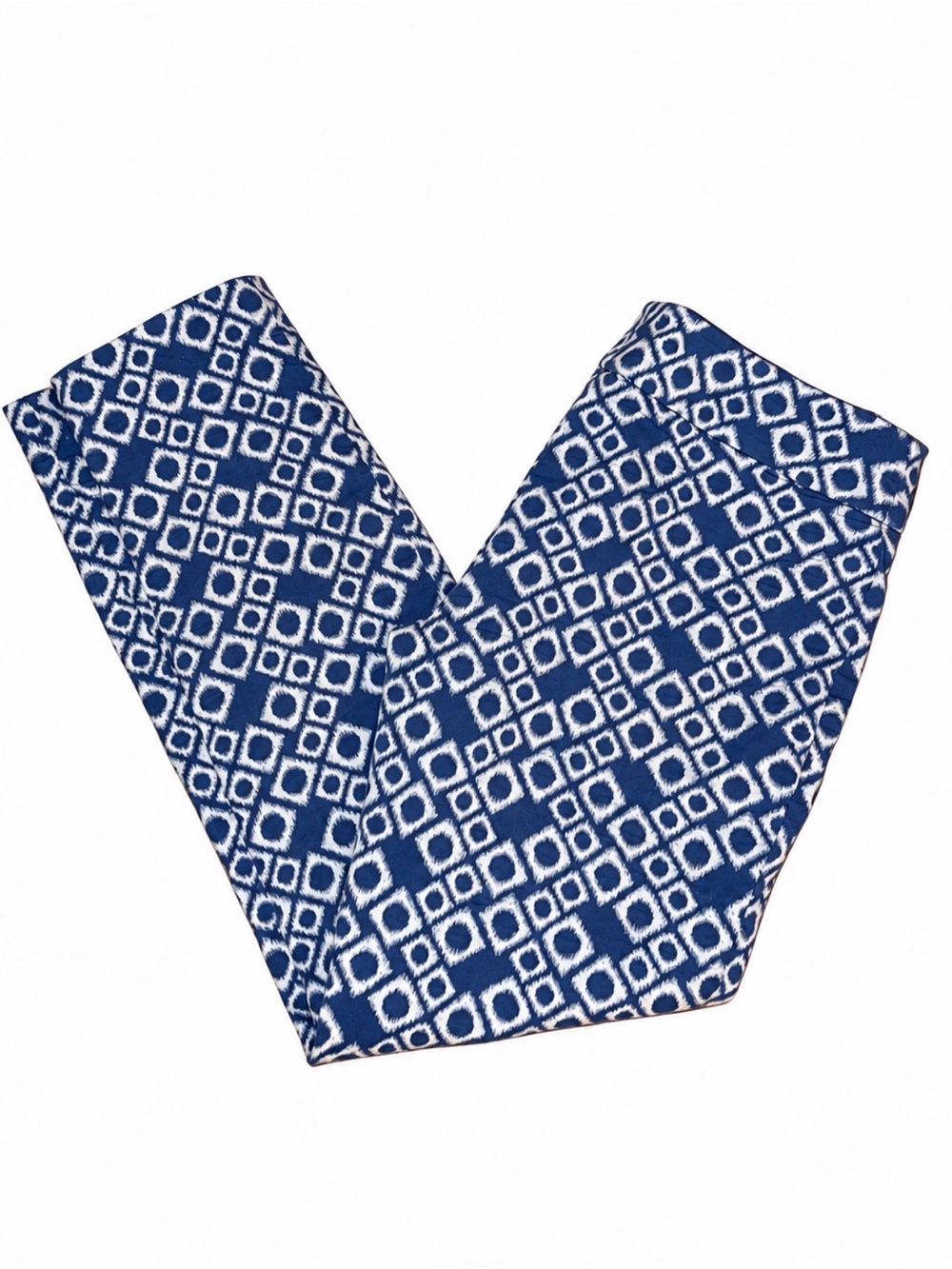 Worth New York Size 6 Blue White Geometric Ikat Stretch Cotton Pants